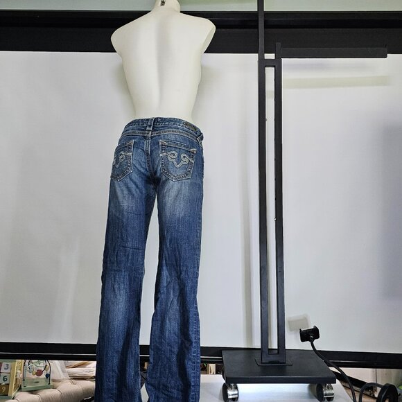 Express Low-Rise Bootcut Jeans – Faded Stretch Denim, Classic Everyday Fit - Picture 2 of 3